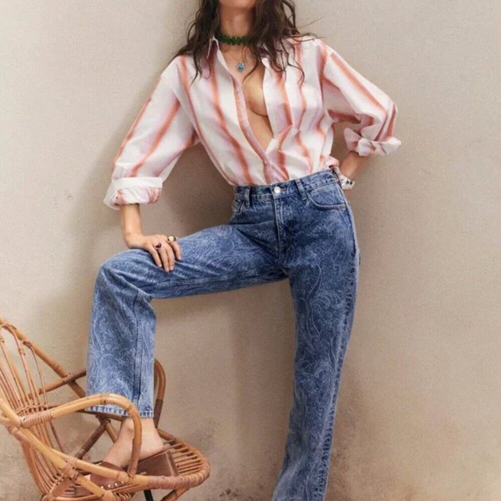 Mango Blue Straight Leg Jeans